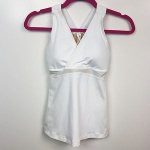 Lululemon White V-Neck Run Yoga Mesh Tank Top 4